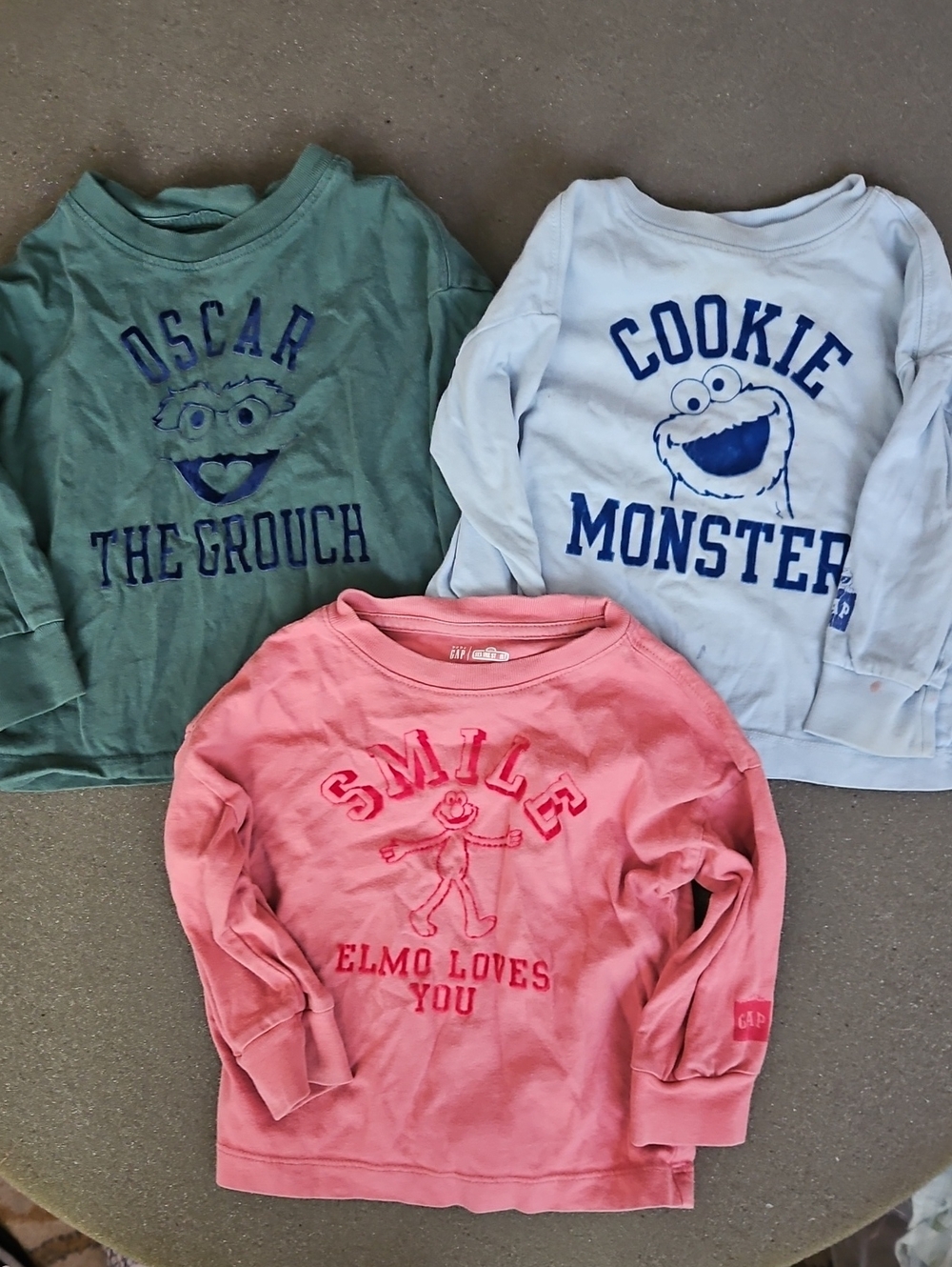 Sesame Street Lot of 3 12-18m Long sleeve Cotton T Shirts Toddler Baby